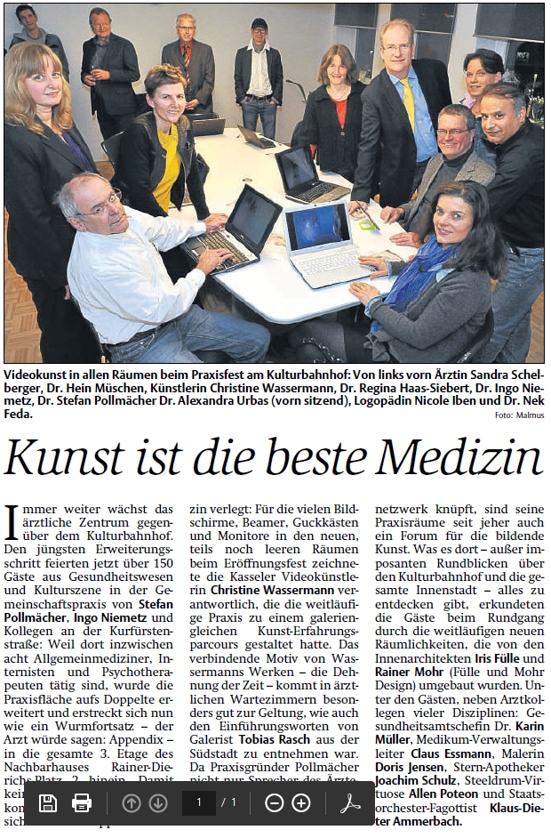 Zeitungsartikel: Kunst ist die beste Medizin